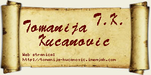 Tomanija Kucanović vizit kartica